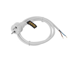 Шнур сетевой Energy Series, ПВС, 1,5 м, 2 x 1,5 мм, с неразборной вилкой, белый, Denzel
