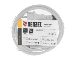 Шнур сетевой Energy Series, ПВС, 1,5 м, 2 x 1,5 мм, с неразборной вилкой, белый, Denzel-foto6