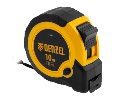 Рулетка 10м х 25мм, двухкомп. корпус, кнопка-пауза Denzel