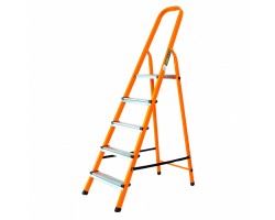 Стремянка, 5 ступеней, стальной профиль, ступени сталь, оранжевая, Россия, Сибртех