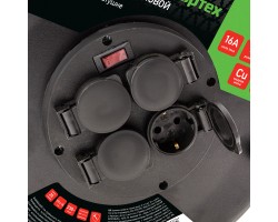 Удлинитель силовой 20 м, 16А, тип УХз16, КГ 3 x 1.5 мм, на стальной катушке, 4 розетки Сибртех-foto7