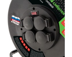 Удлинитель силовой 20 м, 16А, тип УХз16, КГ 3 x 1.5 мм, на стальной катушке, 4 розетки Сибртех-foto6