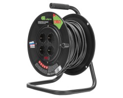 Удлинитель силовой 25 м, 16А, тип УХз16, ПВС, на кабельной катушке, 4 розетки, Сибртех