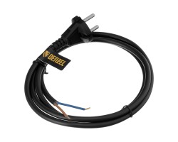 Шнур сетевой Energy Series, ПВС, 1,5 м, 2 x 1,5 мм, с неразборной вилкой, черный, Denzel
