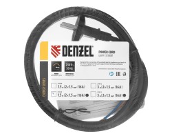 Шнур сетевой Energy Series, ПВС, 1,5 м, 2 x 1,5 мм, с неразборной вилкой, черный, Denzel-foto6