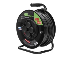 Удлинитель силовой 50 м, 16А, тип УХз16, ПВС 3 x 2.5 мм, на стальной катушке, 4 розетки Сибртех