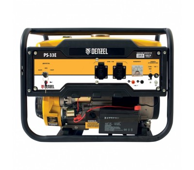 Генератор бензиновый PS-33E, 3.3 кВт, 230В, 15 л, электростартер Denzel