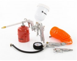 Набор пневмоинструмента, 5 предметов, быстросъемное соединение, краскораспылитель с верхним бачком Matrix