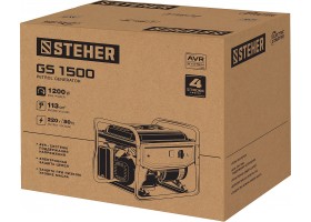 STEHER 1/1.2 кВт, однофазный, асинхронный, бесщеточный, бензиновый генератор GS-1500-foto13