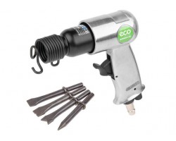 Пневмомолоток ECO AHM10-01 (4500 уд/мин, 1.12 Дж, 120л/мин, Хвостовик:10 мм, Долото - 4 шт.) (AHM10-01)