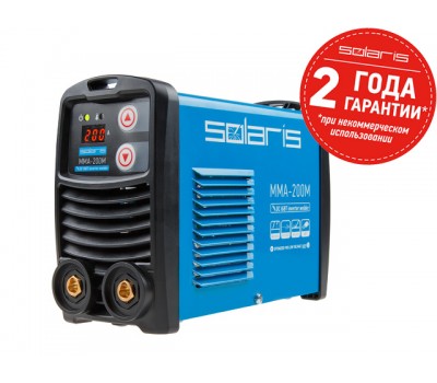 Инвертор сварочный SOLARIS MMA-200M (230В, 20-200 А, 70В, электроды диам. 1.6-4.0 мм, вес 3.1 кг) (MMA-200M)