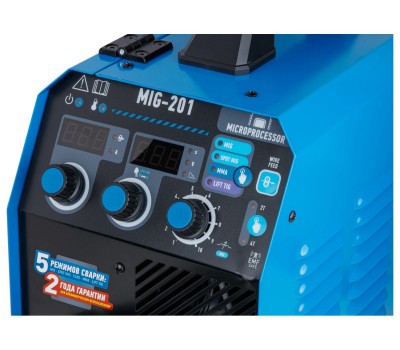 Полуавтомат сварочный Solaris MIG-201 (230В, MIG/SPOT/FLUX/MMA/TIG, встроенная горелка 2 м, смена полярности, 2T/4T, рег.индуктивн.) (SOLARIS) (MIG-201) Полуавтомат сварочный Solaris MIG-201 (230В, MIG/SPOT/FLUX/MMA/TIG, встроенная горелка 2 м, смена полярности, 2T/4T, рег.индуктивн.) (SOLARIS) (MIG-201)