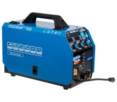 Полуавтомат сварочный Solaris MULTIMIG-221 (230В, MIG/SPOT/FLUX/MMA/TIG, евроразъем, горелка 3 м, смена полярности, 2T/4T, рег.индуктивн.) (SOLARIS) (MULTIMIG-221)