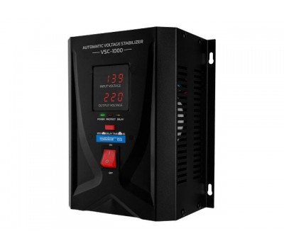 Стабилизатор напряжения Solaris VSC-1000 (1000 В*А, 130-260 В, 2 розетки, настенный монтаж) (SOLARIS) (VSC-1000)