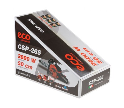 Бензопила ECO CSP-265 шина 50 см (20'), 0.325', 1.5 мм, 76 зв (2.60 кВт, 3.5 л.с., 52 см3, вес 6.8 кг) (CSP-265)