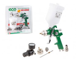 Краскораспылитель ECO SG-9500 с манометром (HVLP, сопло ф 1.4, 1.7 мм, верх. бак 600 мл, блистер) (SG-9500HSTMU) (SG-9500HSTMU)