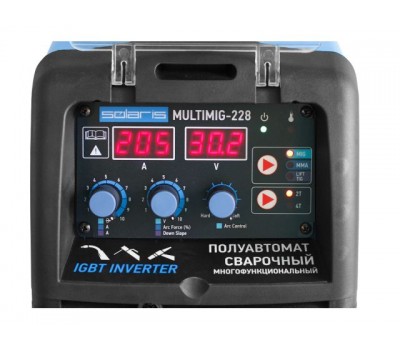 Полуавтомат сварочный Solaris MULTIMIG-228 (MIG-MMA-TIG) без TIG горелк. (220В, MIG/FLUX/MMA/TIG, евроразъем, горелка MIG 3 м, смена полярности, 2T/4T (MULTIMIG-228W2) Полуавтомат сварочный Solaris MULTIMIG-228 (MIG-MMA-TIG) без TIG горелк. (220В, MIG/FLUX/MMA/TIG, евроразъем, горелка MIG 3 м, смена полярности, 2T/4T (MULTIMIG-228W2)
