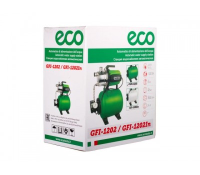 Станция водоснабжения автоматическая GFI-1202 (1200 Вт, 3600 л/ч, 48 м, 4,8 атм макс, корпус бака сталь, корпус насоса нерж. сталь,, бак 24л.) (ECO) (GFI-1202)