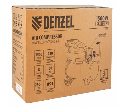 Компрессор воздушный DK1500/50, Х-PRO 1.5 кВт, 230 л/мин, 50 л Denzel