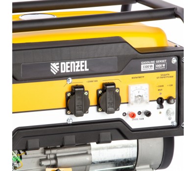 Генератор бензиновый PS 33, 3.3 кВт, 230 В, 15 л, ручной стартер Denzel