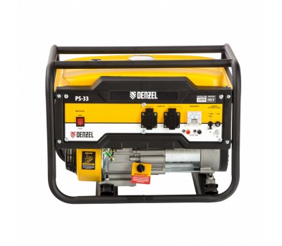 Генератор бензиновый PS 33, 3.3 кВт, 230 В, 15 л, ручной стартер Denzel