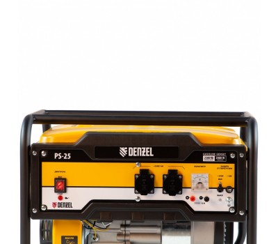 Генератор бензиновый PS 25, 2.5 кВт, 230 В, 15 л, ручной стартер Denzel
