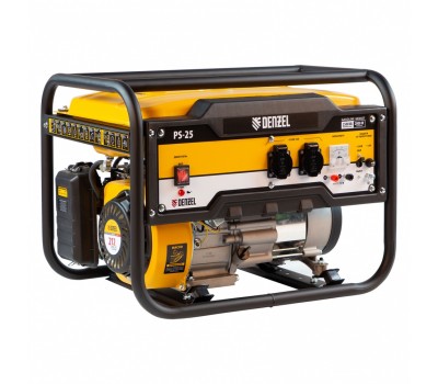 Генератор бензиновый PS 25, 2.5 кВт, 230 В, 15 л, ручной стартер Denzel