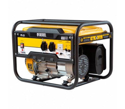 Генератор бензиновый PS 25, 2.5 кВт, 230 В, 15 л, ручной стартер Denzel