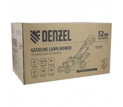 Газонокосилка бензиновая GLD-520SP-VE, 196 см3, ширина 52 см, привод, вариатор, электрический старт, 60 л Denzel