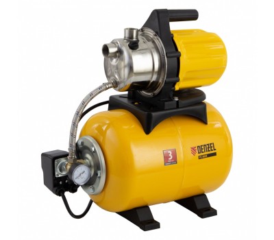 Насосная станция PS800X, 800 Вт, 3200 л/ч, ресивер 24 л, подъем 38 м, нержавейка Denzel