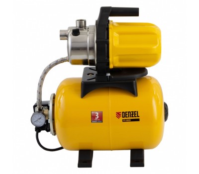 Насосная станция PS800X, 800 Вт, 3200 л/ч, ресивер 24 л, подъем 38 м, нержавейка Denzel