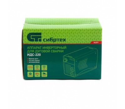 Аппарат инверторный дуговой сварки ИДС-220, 220 А, ПВ 80%, диаметр электрода 1.6-5 мм Сибртех