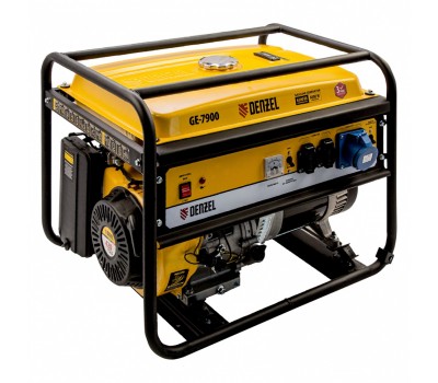 Генератор бензиновый GE 7900, 6.5 кВт, 220 В/50 Гц, 25 л, ручной пуск Denzel