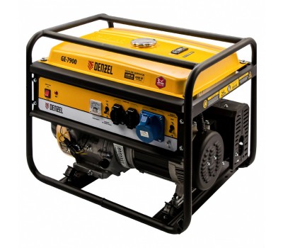 Генератор бензиновый GE 7900, 6.5 кВт, 220 В/50 Гц, 25 л, ручной пуск Denzel