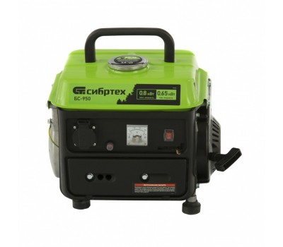 Генератор бензиновый БС-950, 0.8 кВт, 230 В, 2-х тактный, 4 л, ручной стартер Сибртех