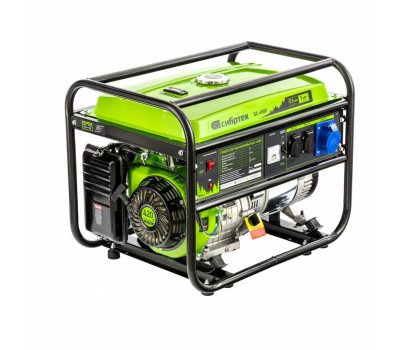 Генератор бензиновый БС-6500, 5.5 кВт, 230В, четырехтактный, 25 л, ручной стартер Сибртех