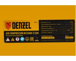 Компрессор воздушный BCI3000-T/200, ременный привод , 3.0 кВт, 200 литров, 530 л/мин Denzel-foto18