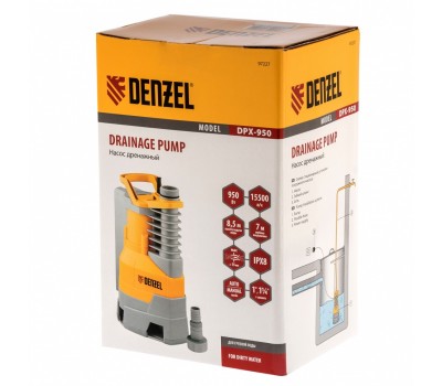 Дренажный насос DPХ950, Х-Pro, 950 Вт, подъем 8.5 м, 15500 л/ч Denzel