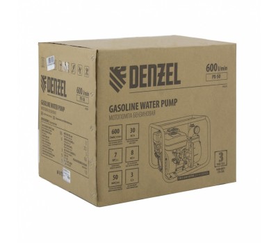 Мотопомпа бензиновая для чистой воды PX-50, 7 л.с, 2, 600 л/мин, глубина 8 м, напор 30 м Denzel