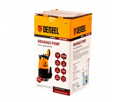 Дренажный насос для чистой и грязной воды DP900S, 900 Вт, напор 9 м, 18000 л/ч Denzel