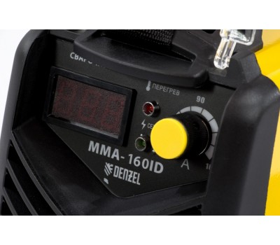 Аппарат инверторный дуговой сварки ММА-160ID, 160 А, ПВР 60%, диаметр электрода 1.6-3.2 мм, провод 2 м Denzel