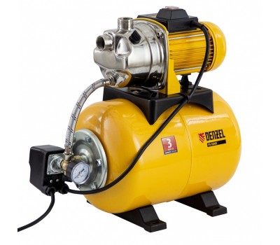 Насосная станция PS1000Х, 1000 Вт, 3500 л/ч, ресивер 24 л, подъем 44 м, нержавейка Denzel