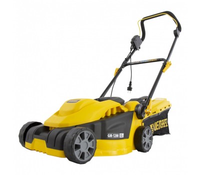 Газонокосилка электрическая GM-1200, 1200 Вт, ширина 32 см, 3 уровня, травосборник 25 л. Denzel