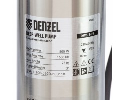 Скважинный насос DWS-3-75, винтовой, диаметр 3, 500 Вт, 1600 л/ч, напор 75 м Denzel-foto10