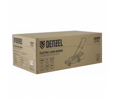 Газонокосилка электрическая GM-2000, 2000 Вт, ширина 43 см, 6 уровней, травосборник 45 л. Denzel
