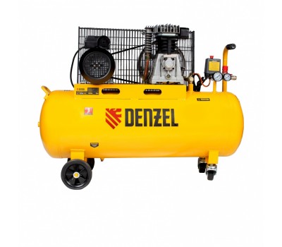 Компрессор воздушный BCI2300/100, ременный привод, 2.3 кВт, 100 литров, 400 л/мин Denzel