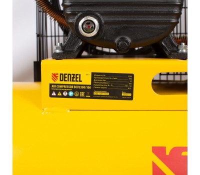 Компрессор воздушный BCV2300/100, ременный привод, 2.3 кВт, 100 литров, 440 л/мин Denzel