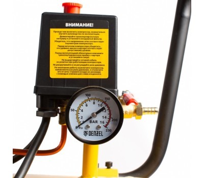 Компрессор воздушный BCV2300/100, ременный привод, 2.3 кВт, 100 литров, 440 л/мин Denzel