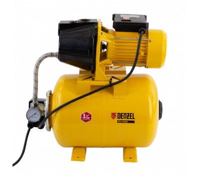 Насосная станция PS1100С, 1100 Вт, 4500 л/ч, ресивер 24 л, подъем 46 м, чугун Denzel