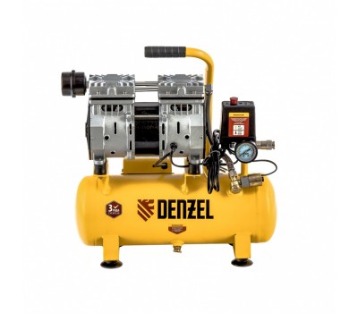 Компрессор DLS650/10 безмаслянный малошумный 650 Вт, 120 л/мин, ресивер 10 л Denzel